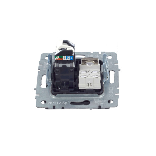 BRITE Розетка двойная RJ11+RJ45 кат.5E РК/Т12-БрГ графит IEK