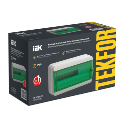 TEKFOR Корпус пластиковый КМПн-18 IP65 зеленая прозрачная дверь IEK