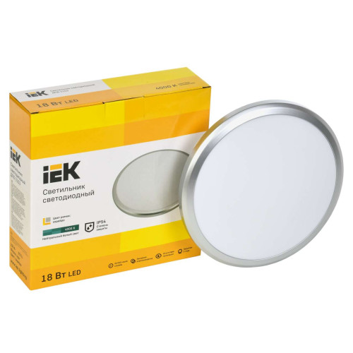 Светильник светодиодный ДПБ 3103 18Вт IP54 4000K круг серебро IEK