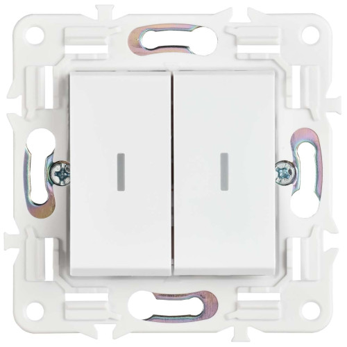 SKANDY Выключатель 2-клавишный проходной с индикацией 10А SK-V10W арктический белый IEK