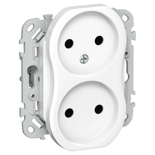 FLITE Розетка 2-местная без заземления без защитных шторок безвинтовое крепление 10А РС02-1-ФлБ белый IEK