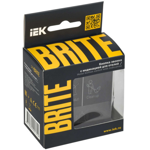 BRITE Кнопка звонка с индикацией для отелей 10А ВС10-1-9-БрГ графит IEK