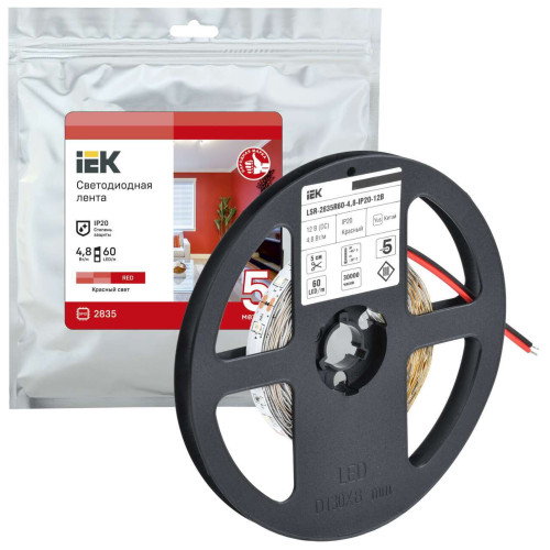 Лента светодиодная 5м LSR-2835R60-4,8-IP20-12В IEK