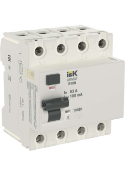 ARMAT Выключатель дифференциального тока R10N 4P 63А 100мА тип AC-S IEK