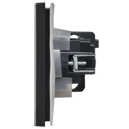 FORTE&PIANO Розетка 1-местная с заземлением с защитными шторками и крышкой винтовое крепление 16А IP44 FP721M металл никель IEK