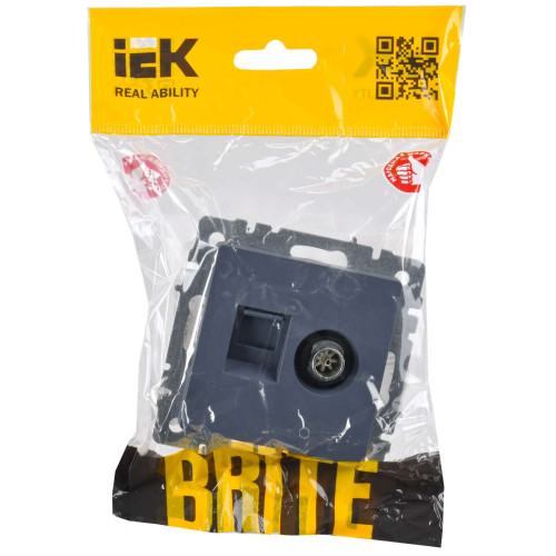 BRITE Розетка двойная TV+RJ45 кат.5E РТВ/РК12-БрМ маренго IEK