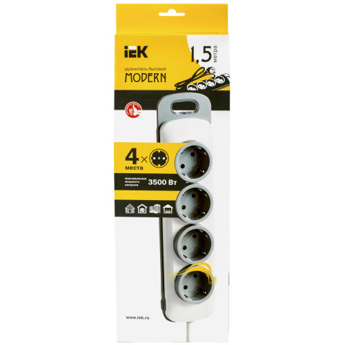 Удлинитель У04В 4 места 2P+PE/1,5м 3х1мм2 16А/250В MODERN IEK