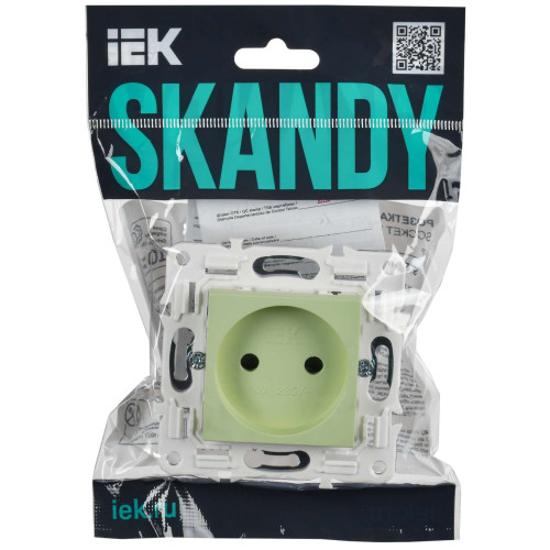 SKANDY Розетка без заземления с защитными шторками 10А SK-R01G мятный IEK