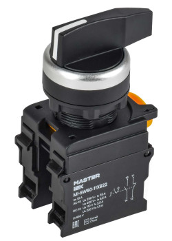 Переключатель длинная ручка на 2 положения возвратный 1NO+1NC MASTER IEK