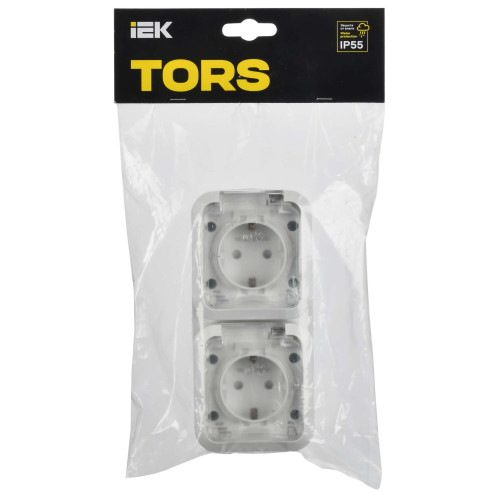 TORS Розетка 2-местная вертикальная 16А IP55 TS332 белый IEK