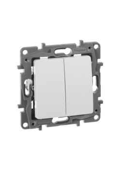 ETIKA Выключатель 2-клавишный проходной 10А безвинтовое крепление белый