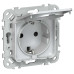 FLITE Розетка с заземлением с защитными шторками и крышкой безвинтовое крепление 16А IP44 РСшкр11-1-44-ФлЖ жемчуг IEK