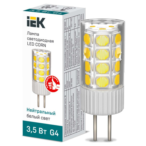 Лампа светодиодная CORN капсула 3,5Вт 230В 4000К керамика G4 IEK