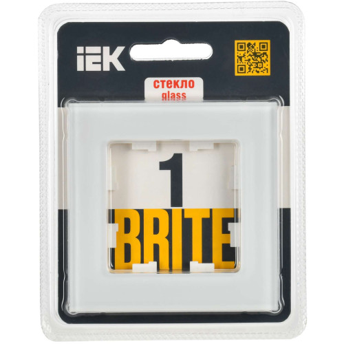 BRITE Рамка 1-местная РУ-1-2-Бр стекло белый матовый IEK