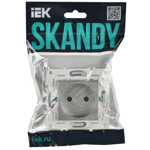 SKANDY Розетка без заземления с защитными шторками 10А SK-R01S серебряный IEK