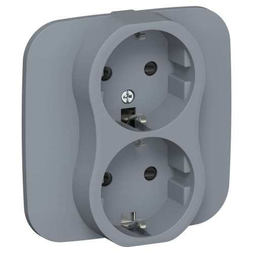 FLITE Розетка 2-местная с заземлением с защитными шторками безвинтовое крепление 16А РСш12-1-А-ФлМ маренго IEK