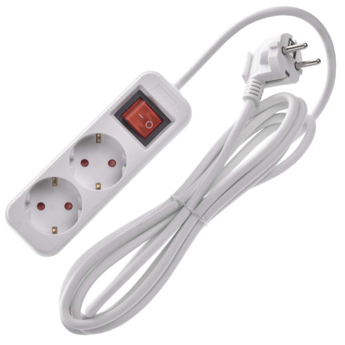 UMA Удлинитель У02К 2 места 2P+PE 3м 3х1мм2 10А белый IEK