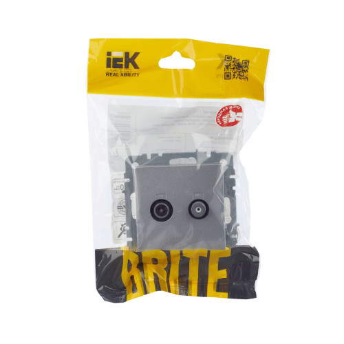 BRITE Розетка двойная TV+SAT РТВ/РСп12-БрА алюминий IEK