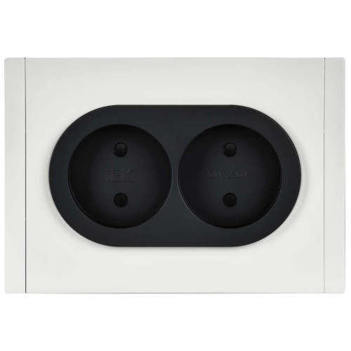 FORTE&PIANO Розетка 2-местная без заземления с защитными шторками безвинтовое крепление 10А FP225M металл белый IEK