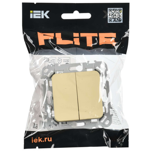 FLITE Выключатель 2-клавишный 10А ВС12-1-0-ФлН навахо IEK