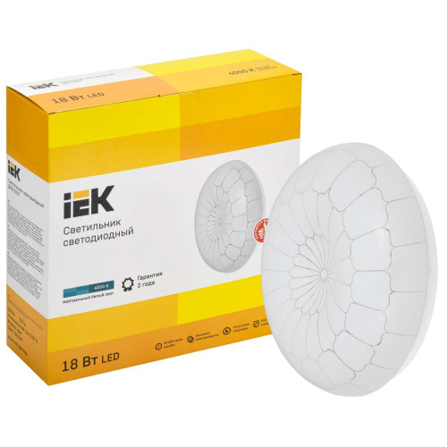 Светильник светодиодный ДПБ 2007 18Вт IP20 4000К круг белый IEK