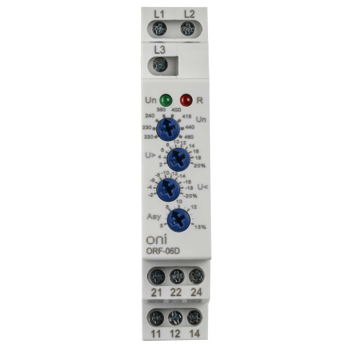Реле контроля фаз ORF-06D 3 фазы 2 контакта 220-460В AC ONI