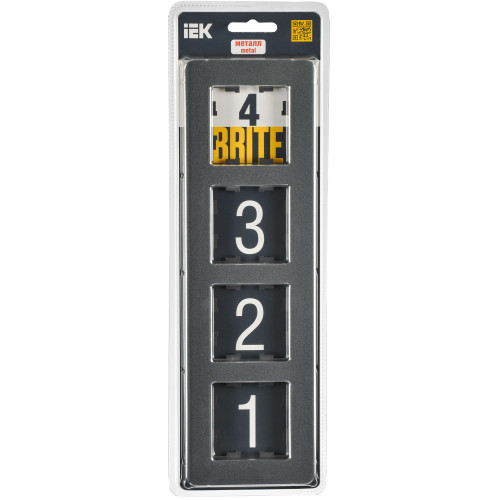 BRITE Рамка 4-местная РУ-4-1-Бр металл титан RE IEK