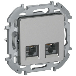 IEKINSPIRIA Розетка компьютерная двойная RJ45 категория 6 UTP 6738421 алюминий IEK