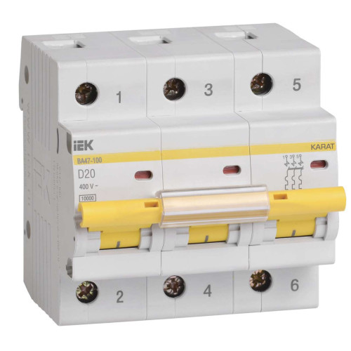 KARAT Автоматический выключатель ВА47-100 3P D 20А 10кА IEK