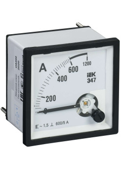 Амперметр аналоговый Э47 600/5А класс точности 1,5 96х96мм IEK