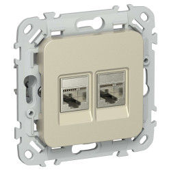 FLITE Розетка 2-местная компьютерная RJ45 категория 6 STP РК6-2-1-ФлШ шампань IEK