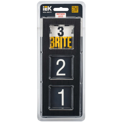 BRITE Рамка 3 -местная РУ-3-1-БрЧ металл черный IEK