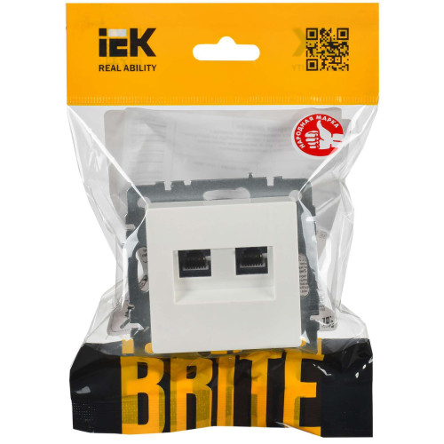 BRITE Розетка компьютерная двойная RJ45 кат.6 РК11-2-БрБ белый IEK