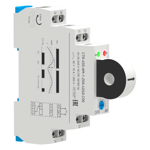 Реле контроля тока AM 2А-20А 1 контакт 24-240В AC/24В DC ONI