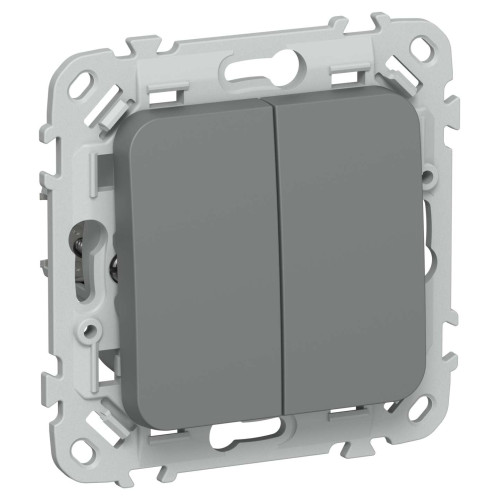 FLITE Выключатель 2-клавишный 10А ВС12-1-0-ФлМА мокрый асфальт IEK