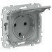 FLITE Розетка с заземлением с защитными шторками и крышкой 16А IP44 РСшкр11-0-44-ФлС серый IEK