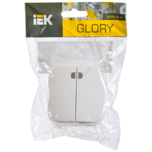 GLORY Выключатель 2-клавишный для открытой установки с индикацией 10А ВС20-2-1-ХБ белый IEK