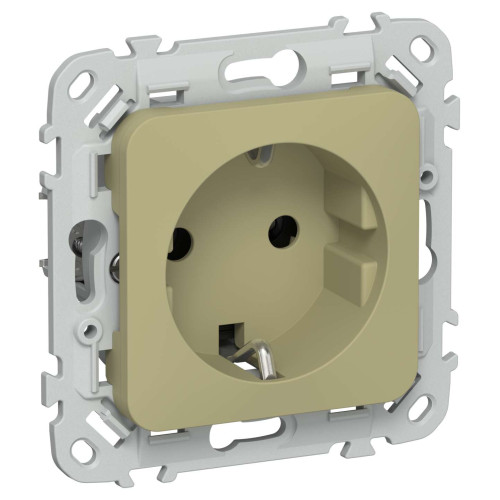 FLITE Розетка с заземлением без защитных шторок безвинтовое крепление 16А РС11-1-ФлО оливковый IEK