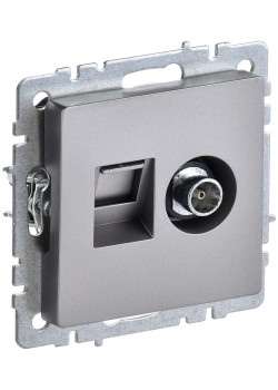 BRITE Розетка двойная TV+RJ45 кат.5E РТВ/РК12-БрС сталь IEK