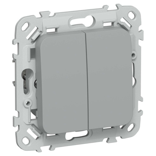 FLITE Выключатель 2-клавишный проходной 10А ВС62-1-0-ФлС серый IEK