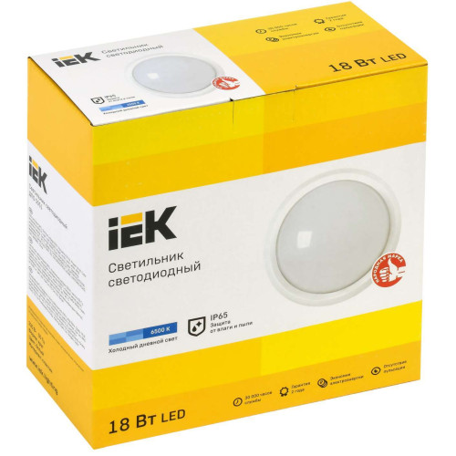 Светильник светодиодный ДПО 5061 24Вт 6500К IP65 круг белый IEK