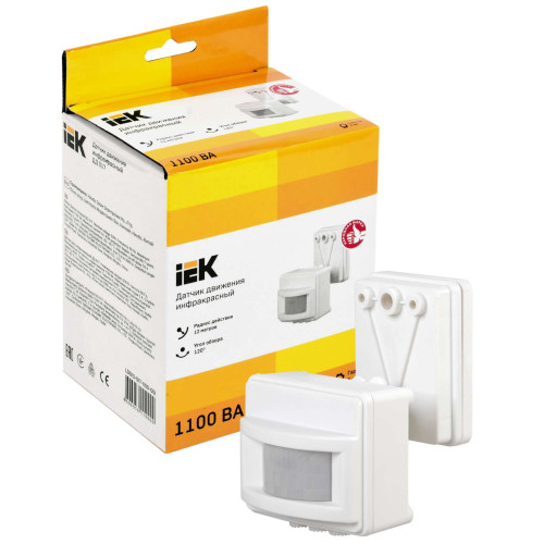 Датчик движения ДД-017 1100Вт 120град 12м IP44 белый IEK