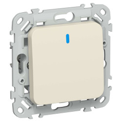 FLITE Выключатель 1-клавишный кнопочный с индикацией 10А ВС11-2-1-ФлСл сливочный IEK