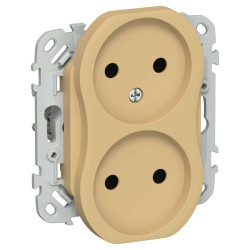 FLITE Розетка 2-местная без заземления без защитных шторок безвинтовое крепление 10А РС02-1-ФлШм шамуа IEK