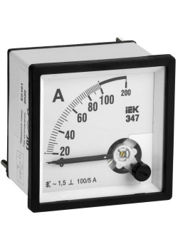 Амперметр аналоговый Э47 100/5А класс точности 1,5 72х72мм IEK