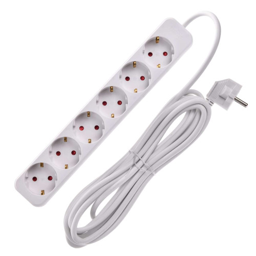 UMA Удлинитель У06 6 мест 2P+PE 5м 3х1мм2 10А белый IEK
