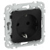 FLITE Розетка с заземлением с защитными шторками безвинтовое крепление 16А РСш11-1-ФлЧ черный IEK
