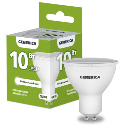 Лампа светодиодная PAR16 софит 10Вт 230В 4000К GU10 GENERICA