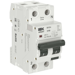ARMAT Автоматический выключатель дифференциального тока B10N 1P+NP C63 100мА тип A (36мм) IEK