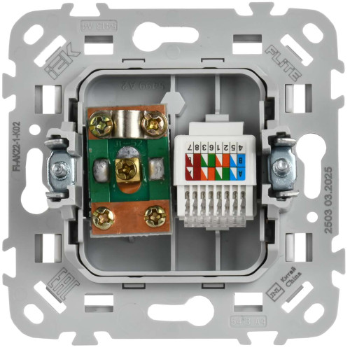 FLITE Розетка 2-местная RJ45/TV категория 5Е UTP РКТВ5е-2-0-ФлЧ черный IEK